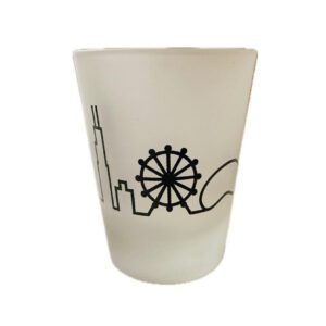 Chicago frosted shot glass with black detail