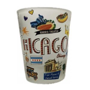 Chicago frosted shot glass with color details 1