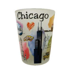 Chicago frosted shot glass with color details 2
