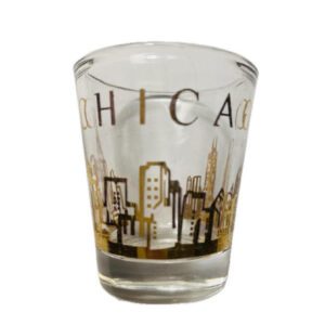 Chicago gold skyline clear shot glass