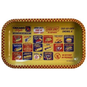 Chicago hotdog tin tray