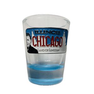 Chicago license plate plaque clear shot glass