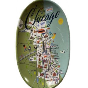 Chicago neighborhood map  8.5 inch oval  tray