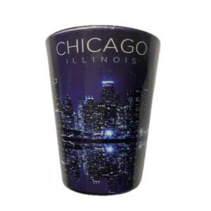 Chicago night scene shot glass