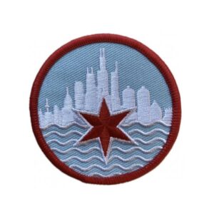Chicago skyline round embroidery iron on patch