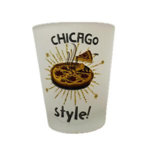 Chicago style pizza frosted shot glass