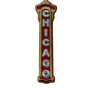 Chicago theater sign embroidery iron on patch 1 inch x 4  inch
