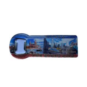 Chicago reflective enamel metal bottle opener magnet 4