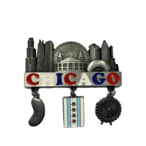 Chicago skyline metal magnet with charms