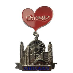 Heart Chicago charm metal magnet