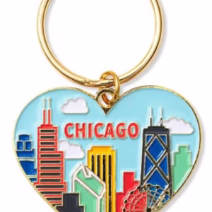 Chicago Skyline Heart Keychain